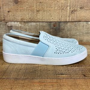 Vionic Kani Slip-on Walking Shoes Womens Size 9.5 Blue Slip on Suede Perforated